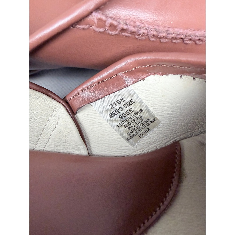 LB Evans 2198 Mens Brown Leather Moc Toe Slip On Slippers House Shoes 9EEE - Picture 2 of 8